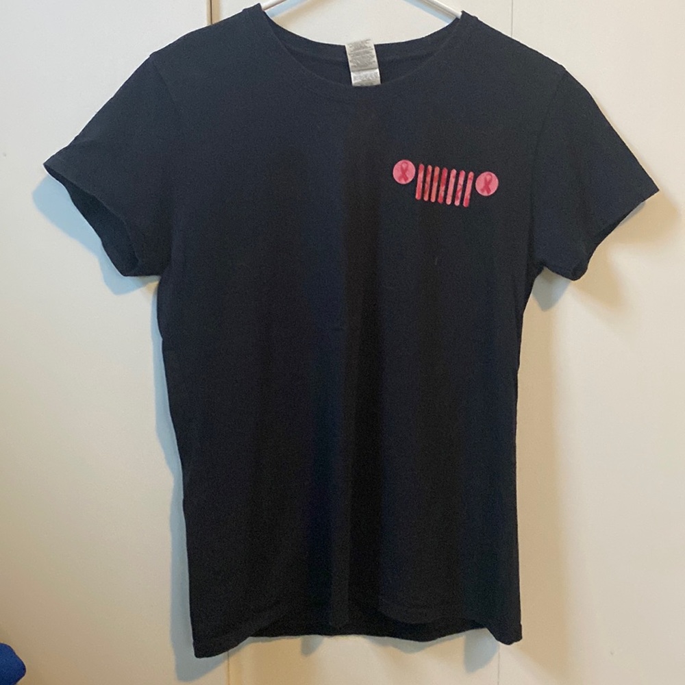 Jeep black short sleeve, cotton, size medium, breast cancer